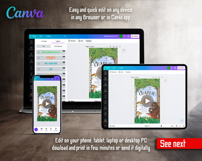 Gruffalo Woodland Log Slice Video Birthday Invitation | Animated Evite | Editable Canva