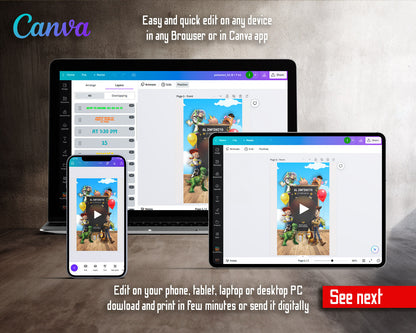 Toy Story Woody Buzz Lightyear Chalkboard Spanish Video Birthday Invitation | Animated Evite | Editable Canva