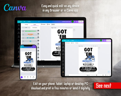 Sneaker Ball Air Jordan Nike customizable invite template | instant download | Share or Print | ER060