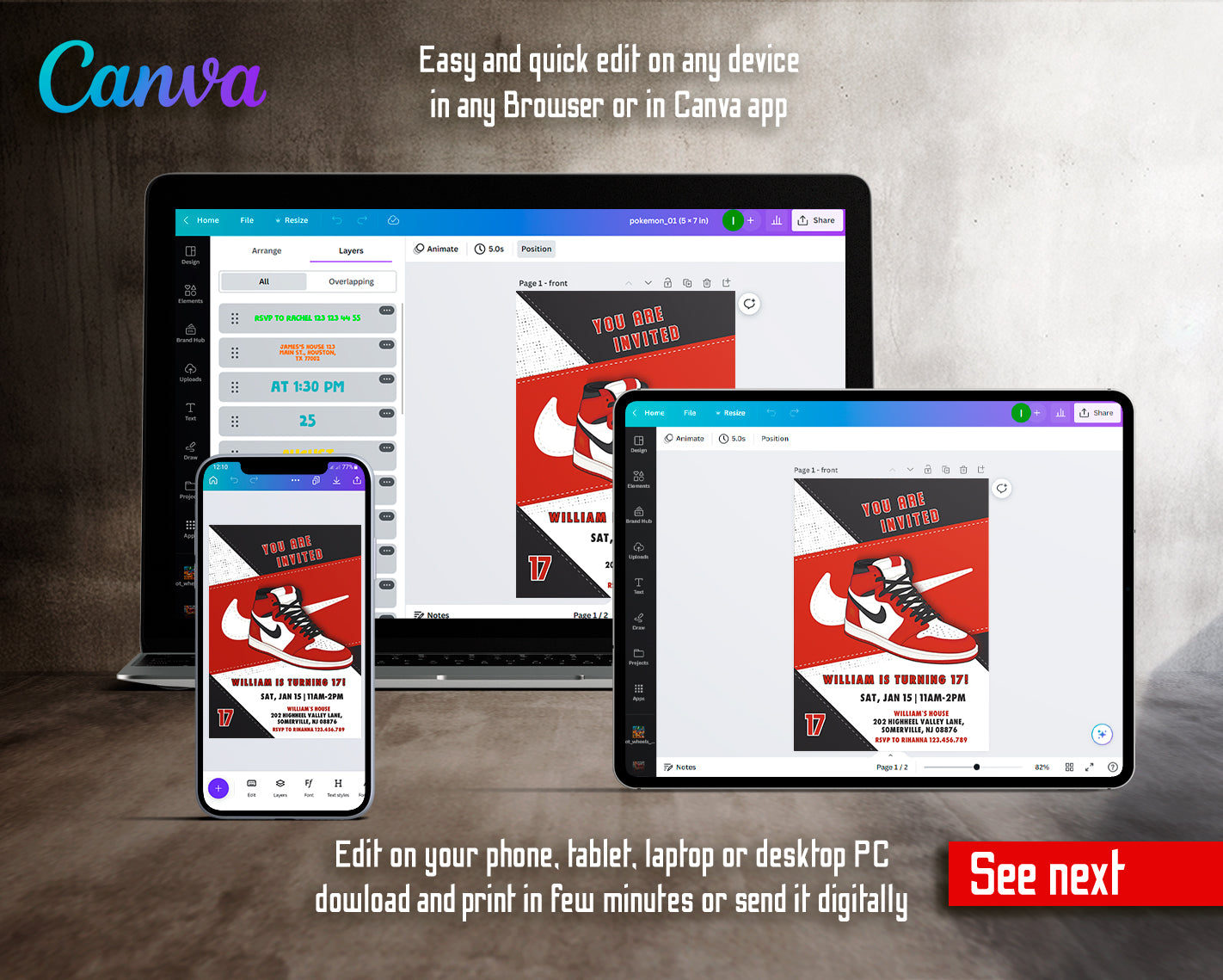 Sneaker Ball Air Jordan Nike customizable invite template | instant download | Share or Print | FA897