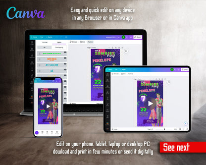Zombies 3 Halloween Purple Splatter Couple Video Birthday Invitation | Animated Evite | Editable Canva
