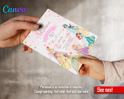 Princess Disney customizable invite template girl | instant download | Share or Print | IO587