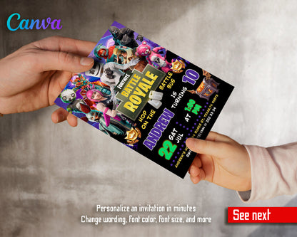 Fortnite gamer customizable invite template | instant download | Share or Print | BZ699