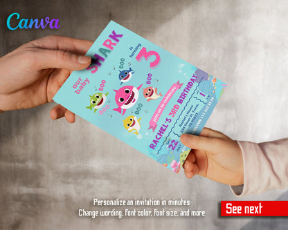 Baby Shark customizable invite template | instant download | Share or Print | SR895