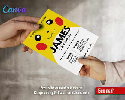 Pokemon customizable invite template | instant download | Share or Print | PY626