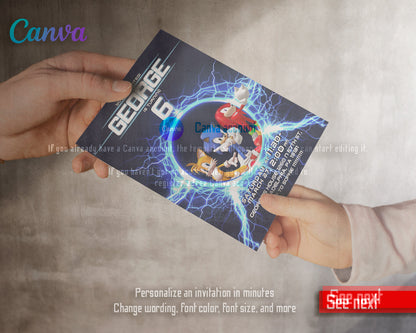 Sonic Hedgehog customizable invite template | instant download | Share or Print | YX879