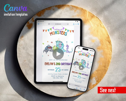Monsters, Inc. Calling All Monsters Video Birthday Invitation | Animated Evite | Editable Canva