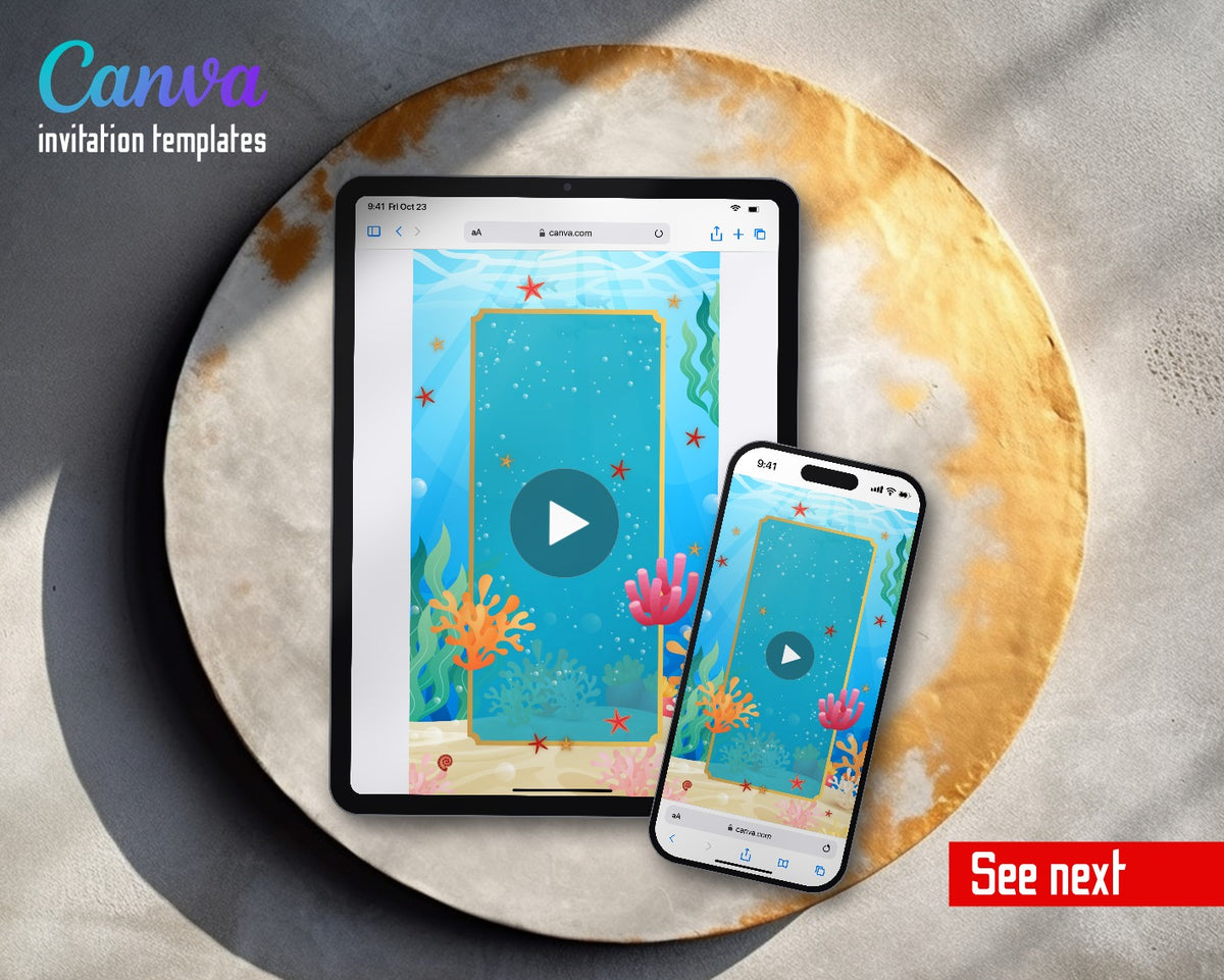 Octonauts Underwater Empty Frame Video Birthday Invitation | Animated Evite | Editable Canva