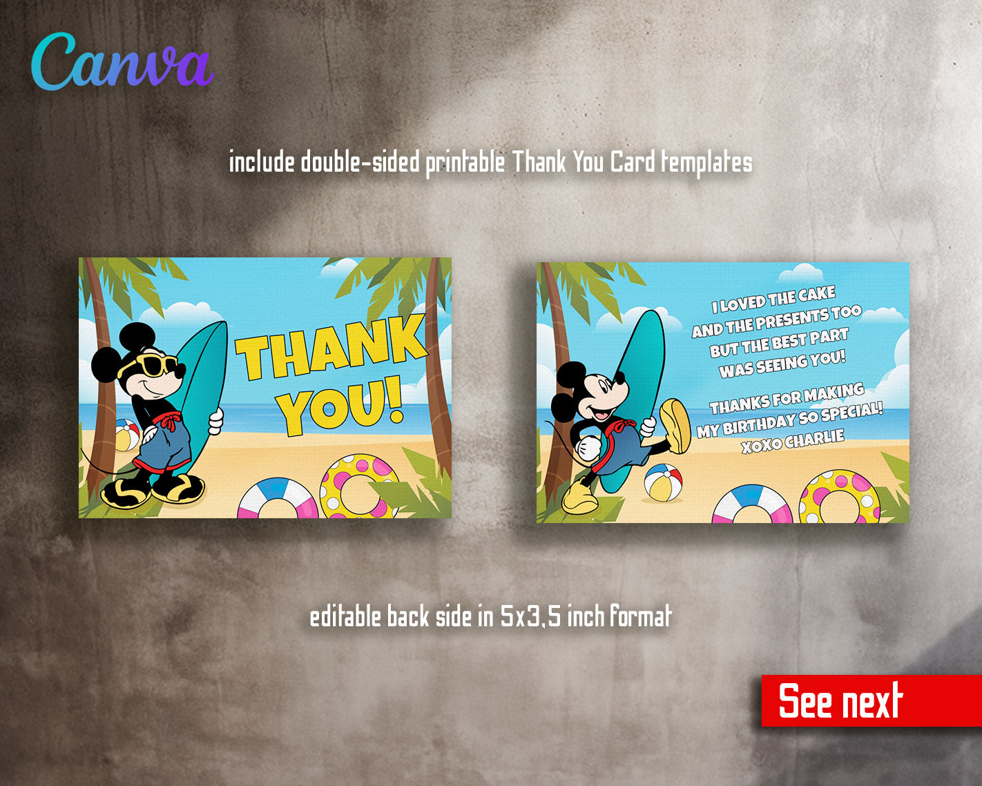 Mickey Mouse Pool Party customizable invitation template | Share or Print |  | YA608