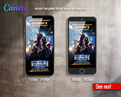 Guardians of The Galaxy Superhero customizable invitation template | Share or Print | boy | FT339