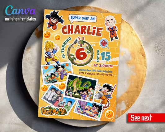 Dragon Ball Z Anime  customizable invitation template | Share or Print | boy | JX289