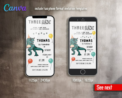Dinosaur T-Rex customizable invitation template | Share or Print |  | RD738