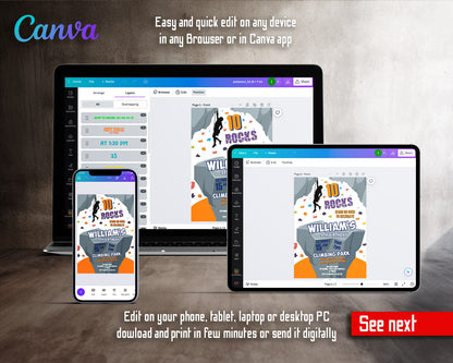Rock Climbing  customizable invitation template | Share or Print |  | IA647