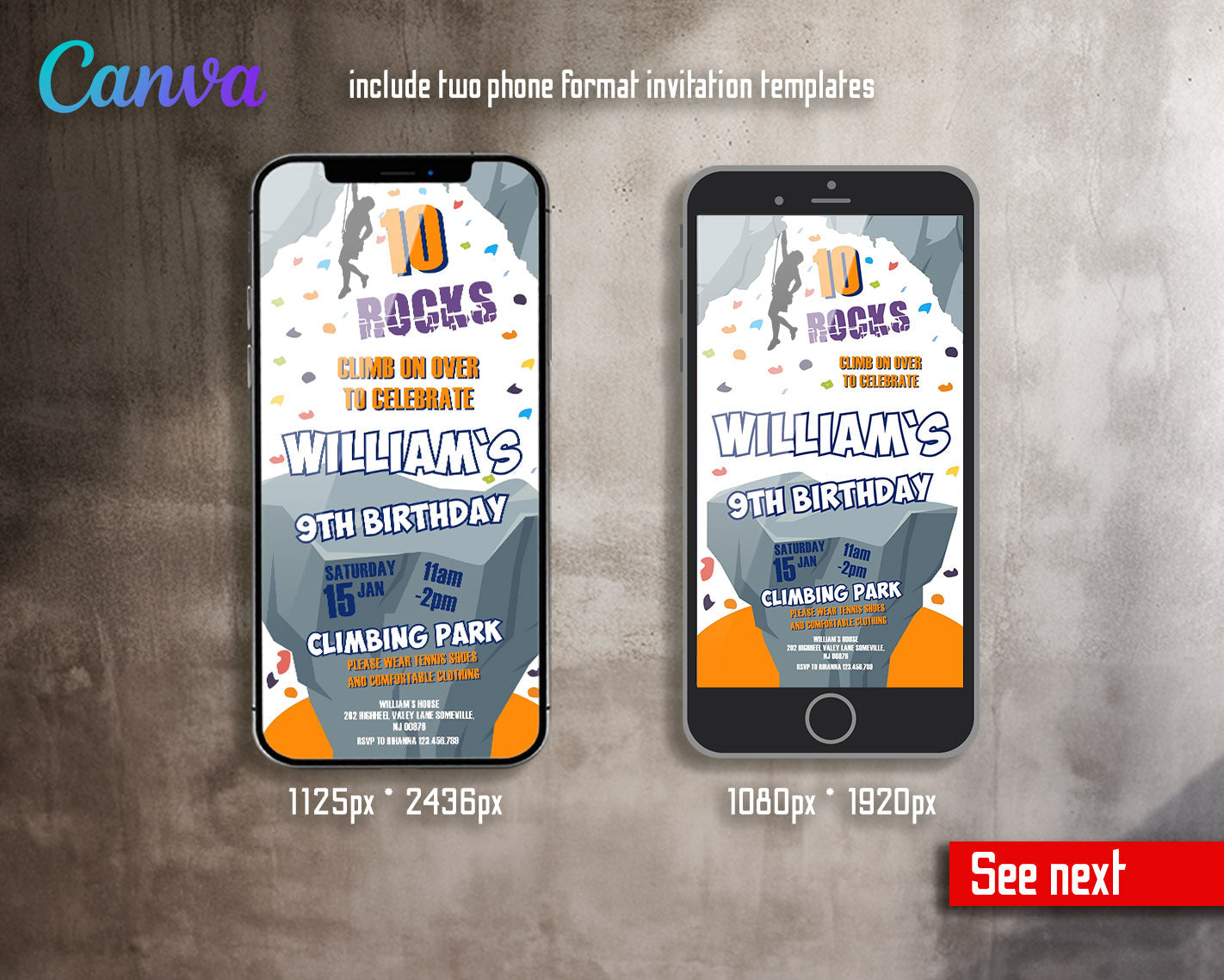 Rock Climbing  customizable invitation template | Share or Print |  | IA647