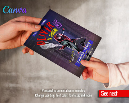 Spider Man Across the Spider-Verse customizable invitation template | Share or Print | boy | DP261