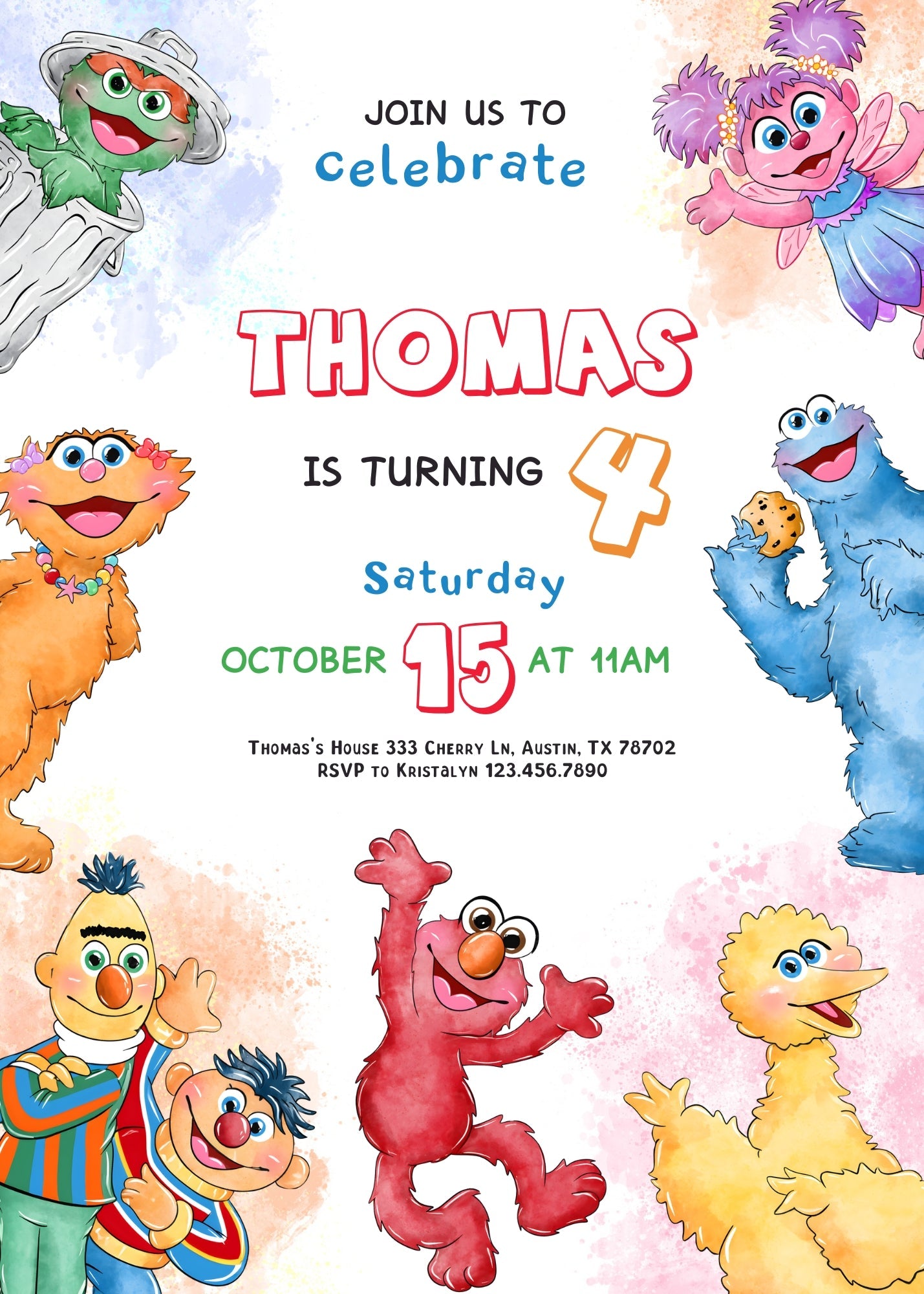 Sesame Street customizable invitation template | Share or Print |  | PP427
