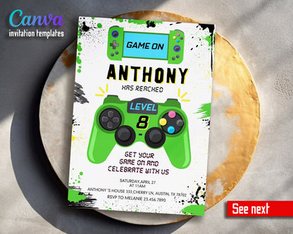 Gamer Party customizable invitation template | Share or Print | boy | HR967