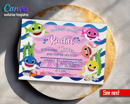 Baby Shark  customizable invitation template | Share or Print |  | WW786
