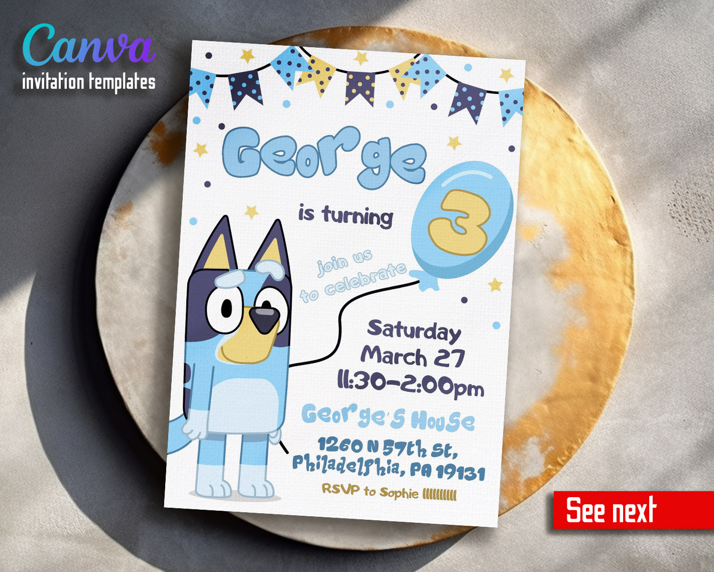 Bluey Bingo customizable invitation template | Share or Print |  | GT706