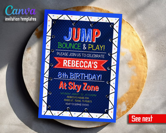 Trampoline Jump Party  customizable invitation template | Share or Print |  | GE691