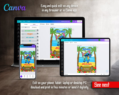 Lilo & Stitch Aloha customizable invitation template | Share or Print |  | VQ049