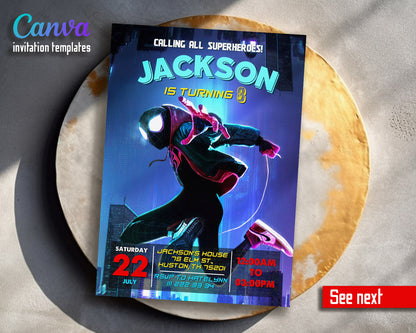 Spider Man Across the Spider-Verse customizable invitation template | Share or Print | boy | BH247