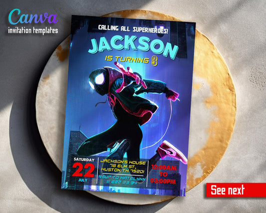 Spider Man Across the Spider-Verse customizable invitation template | Share or Print | boy | BH247