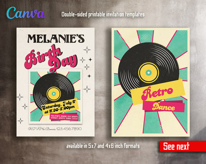 Disco Party 80th 90th  customizable invitation template | Share or Print |  | BI414