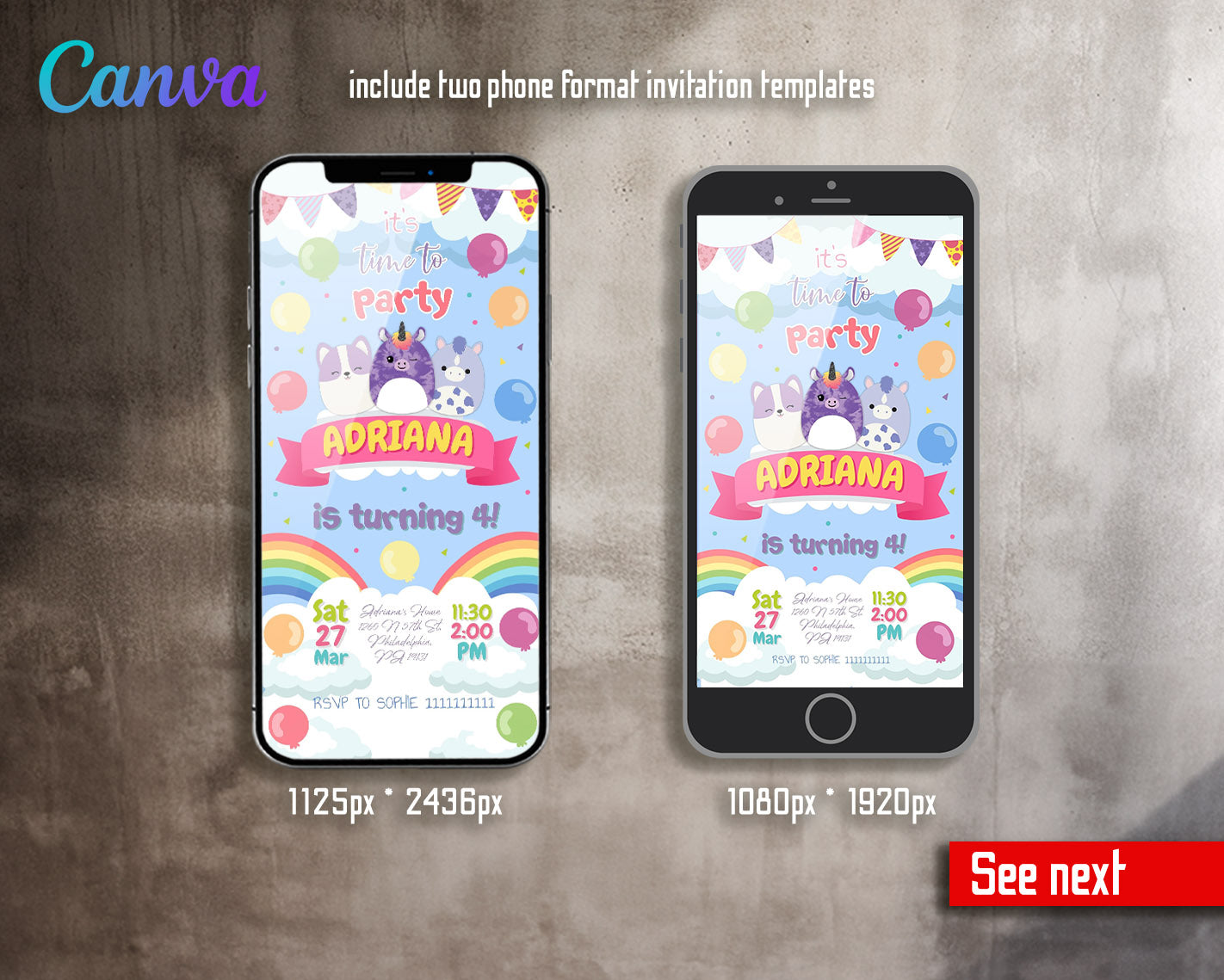 Squishmallows  customizable invitation template | Share or Print |  | DN628