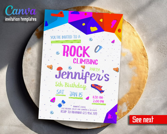 Rock Climbing  customizable invitation template | Share or Print |  | LM182