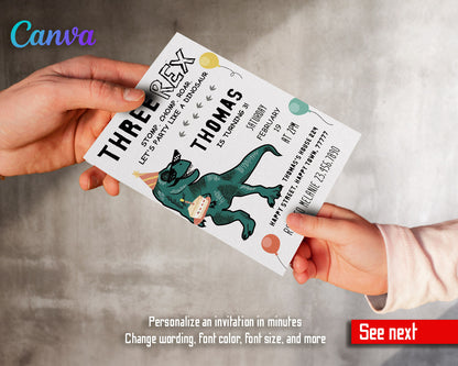 Dinosaur T-Rex customizable invitation template | Share or Print |  | RD738