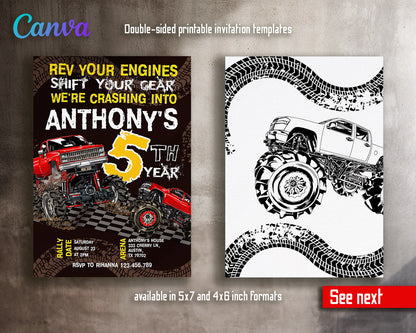 Monster Truck customizable invitation template | Share or Print | boy | ZH489