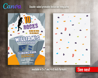 Rock Climbing  customizable invitation template | Share or Print |  | IA647