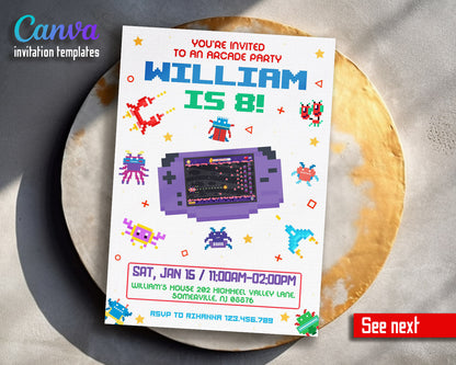 Arcade Gamer customizable invitation template | Share or Print |  | MS811