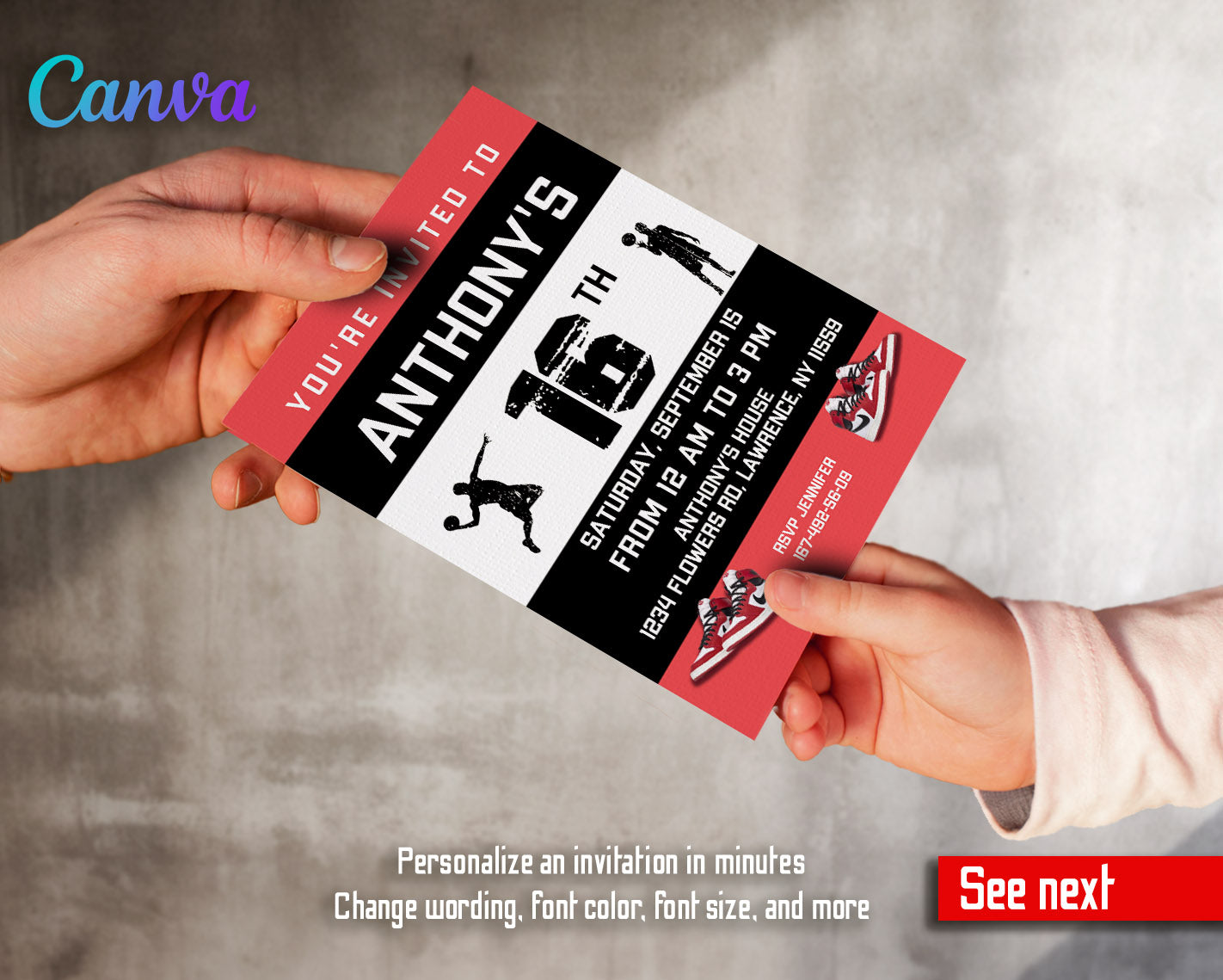 Sneaker Ball Air Jordan Nike customizable invitation template | Share or Print |  | CJ601