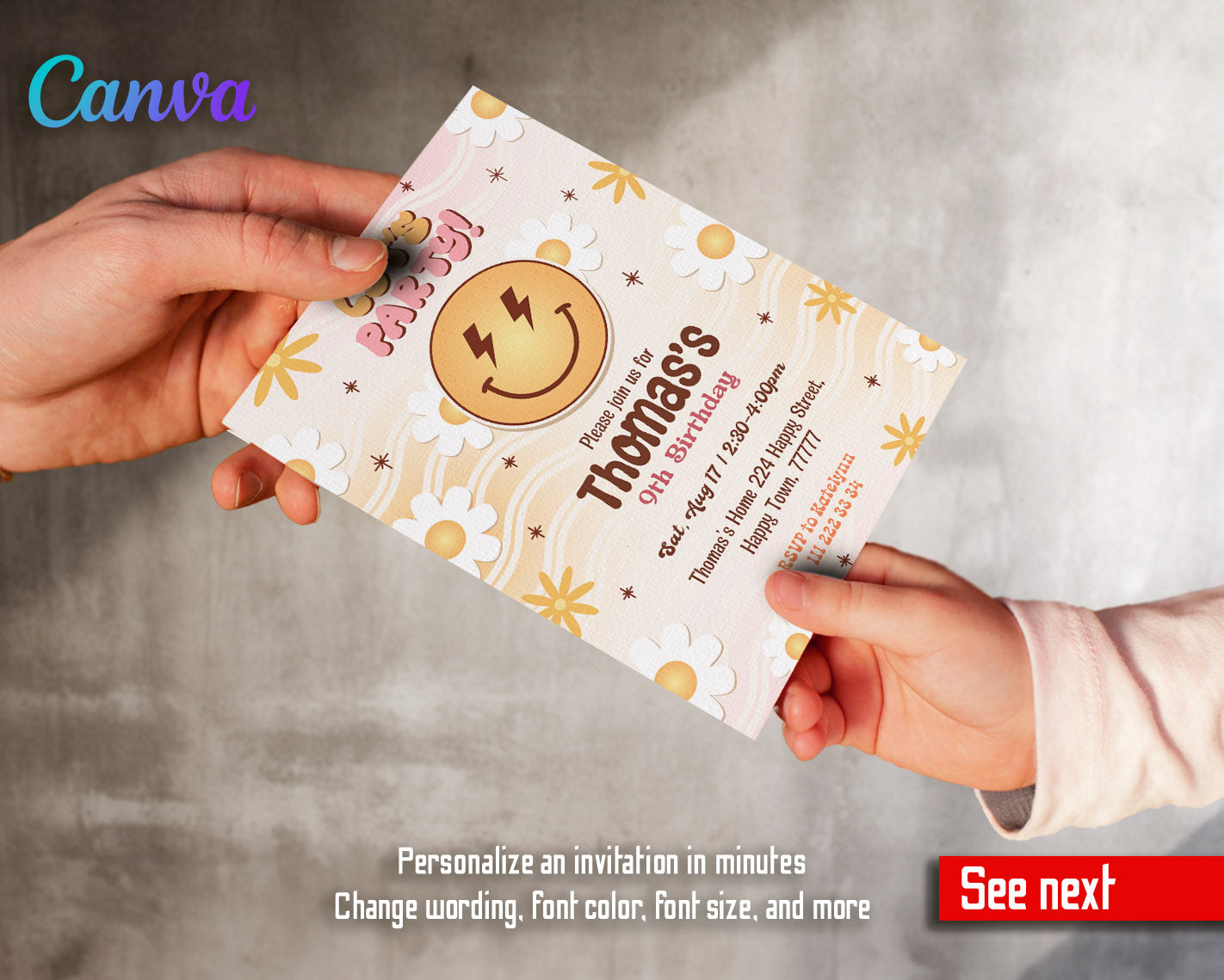 Smiley Face customizable invitation template | Share or Print |  | LB505