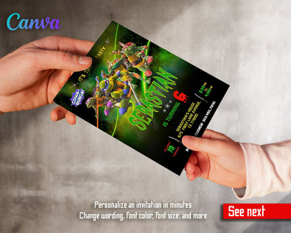 Teenage Mutant Ninja Turtles Mutant Mayhem customizable invitation template | Share or Print | boy | NI819
