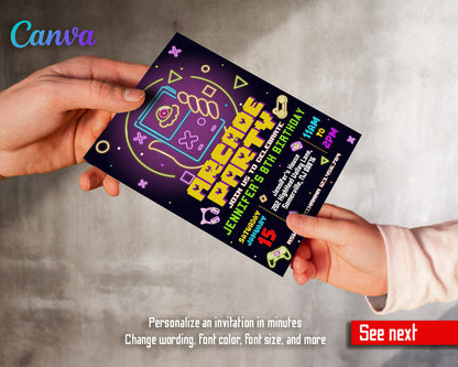 Arcade Gamer customizable invitation template | Share or Print |  | JH197