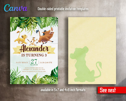 Lion King Simba customizable invitation template | Share or Print |  | RQ923