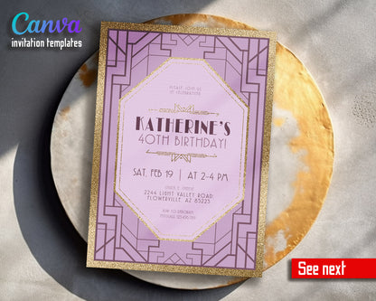 The Great Gatsby Art Deco customizable invitation template | Share or Print |  | TI330