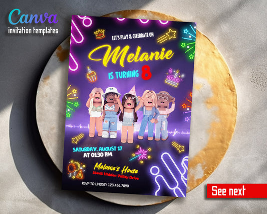 Roblox Gamer customizable invitation template | Share or Print | | WU523