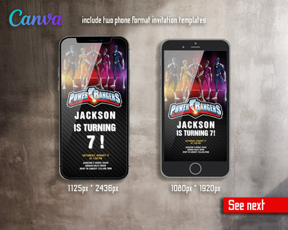 Mighty Morphin Power Rangers customizable invitation template | Share or Print | boy | XN904