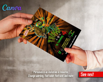 Teenage Mutant Ninja Turtles Mutant Mayhem customizable invitation template | Share or Print | boy | OP532