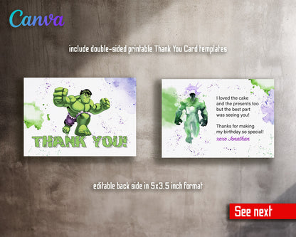 Hulk The Avengers Marvel Superhero customizable invitation template | Share or Print | boy | UT004