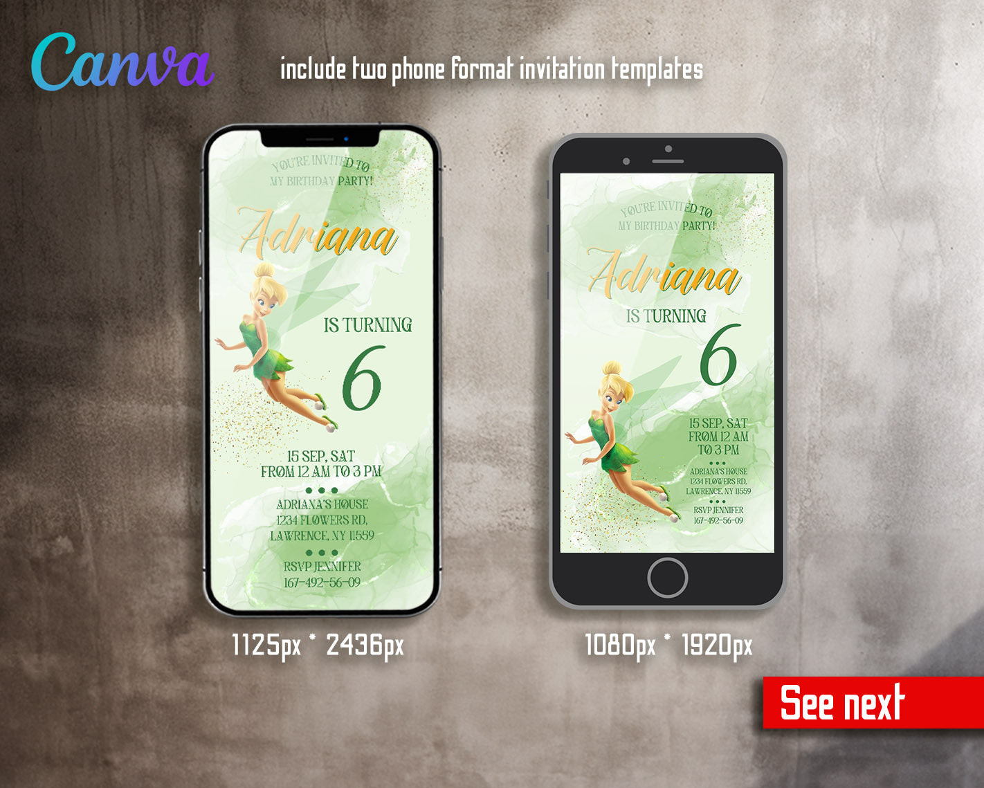 Tinker Bell Fairy Princess customizable invitation template | Share or Print | girl | CW397