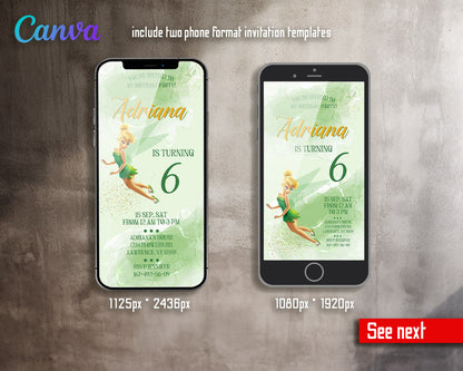 Tinker Bell Fairy Princess customizable invitation template | Share or Print | girl | CW397