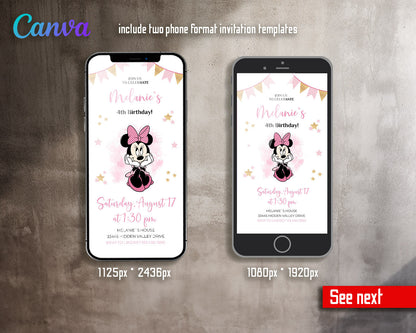 Minnie Mouse Disney Mickey customizable invitation template | Share or Print | girl | ER440