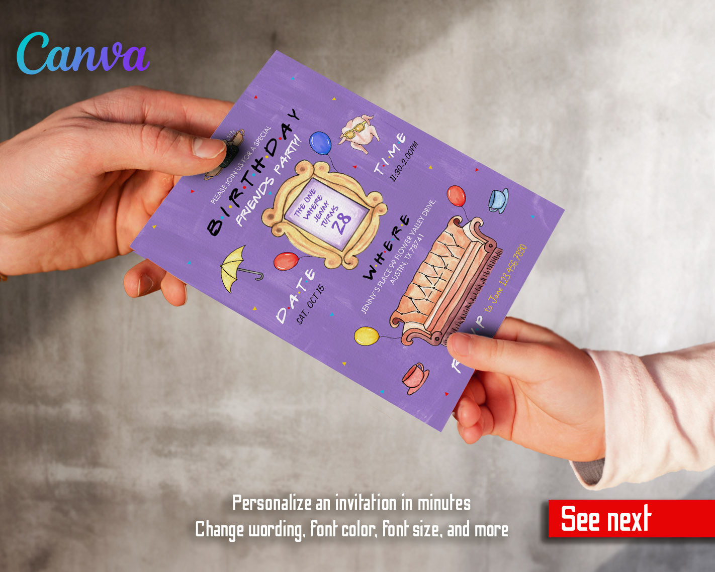 Friends TV Show customizable invitation template | Share or Print |  | GO229