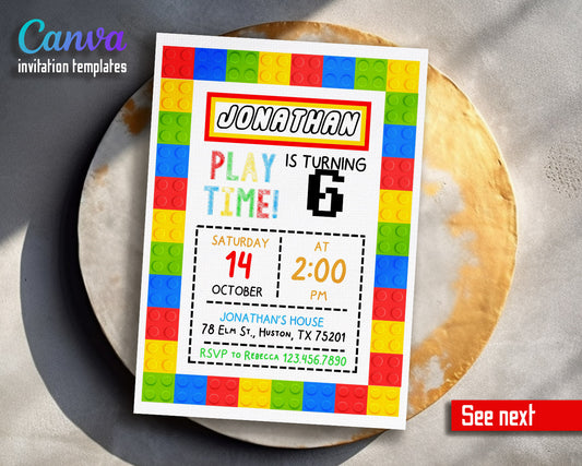 Lego  customizable invitation template | Share or Print |  | JY419