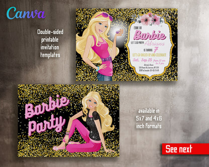 Barbie Pink  customizable invitation template | Share or Print | girl | AO481
